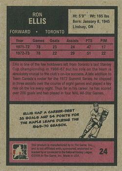 2009-10 In The Game 1972 The Year In Hockey #24 Ron Ellis Back