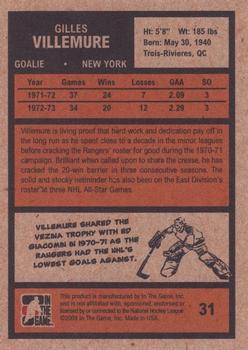 2009-10 In The Game 1972 The Year In Hockey #31 Gilles Villemure Back