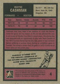 2009-10 In The Game 1972 The Year In Hockey #4 Wayne Cashman Back