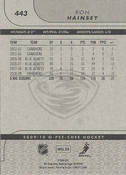 2009-10 O-Pee-Chee #443 Ron Hainsey Back