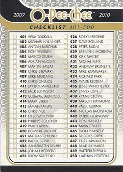 2009-10 O-Pee-Chee #500 Checklist: 401-500 Front