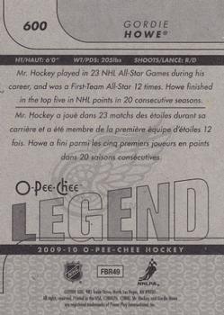 2009-10 O-Pee-Chee #600 Gordie Howe Back