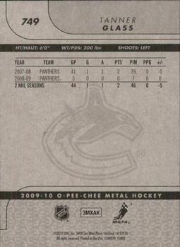 2009-10 O-Pee-Chee #749 Tanner Glass Back