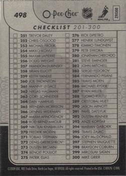 2009-10 O-Pee-Chee #498 Checklist: 201-300 Back
