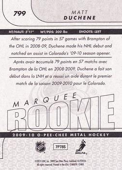 2009-10 O-Pee-Chee #799 Matt Duchene Back