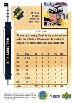 1999-00 Upper Deck Swedish Hockey League #4 Dick Tarnstrom Back