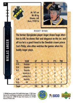1999-00 Upper Deck Swedish Hockey League #15 Niklas Anger Back