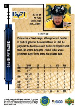 1999-00 Upper Deck Swedish Hockey League #87 David Petrasek Back