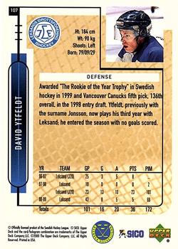 1999-00 Upper Deck Swedish Hockey League #107 David Ytfeldt Back