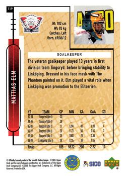 1999-00 Upper Deck Swedish Hockey League #119 Mattias Elm Back
