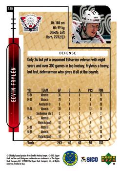 1999-00 Upper Deck Swedish Hockey League #120 Edvin Frylen Back