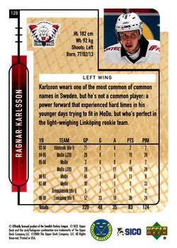 1999-00 Upper Deck Swedish Hockey League #128 Ragnar Karlsson Back