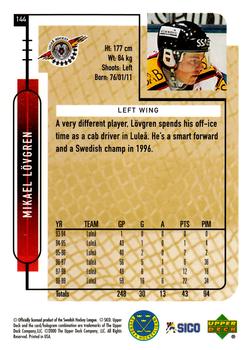 1999-00 Upper Deck Swedish Hockey League #144 Mikael Lovgren Back