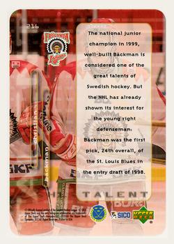 1999-00 Upper Deck Swedish Hockey League #216 Christian Backman Back