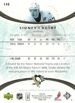 2006-07 Upper Deck Ovation #140 Sidney Crosby Back