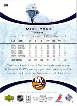 2006-07 Upper Deck Ovation #80 Mike York Back