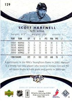 2006-07 Upper Deck Ovation #129 Scott Hartnell Back