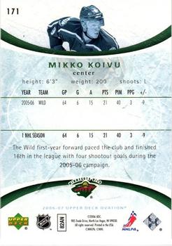 2006-07 Upper Deck Ovation #171 Mikko Koivu Back