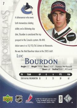 2006-07 Upper Deck Rookie Class Box Set #7 Luc Bourdon  Back