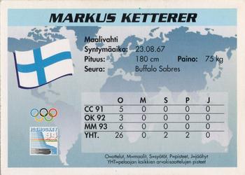 1994 Semic Jääkiekkokortit Keräilysarja (Finnish) #4 Markus Ketterer Back