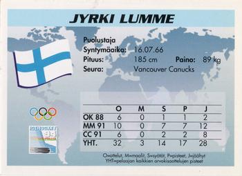1994 Semic Jääkiekkokortit Keräilysarja (Finnish) #8 Jyrki Lumme Back