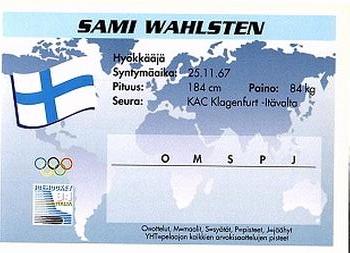 1994 Semic Jääkiekkokortit Keräilysarja (Finnish) #45 Sami Wahlsten Back