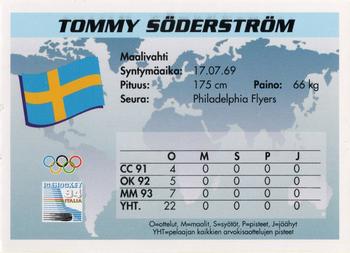 1994 Semic Jääkiekkokortit Keräilysarja (Finnish) #52 Tommy Söderström Back