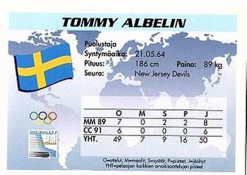 1994 Semic Jääkiekkokortit Keräilysarja (Finnish) #60 Tommy Albelin Back