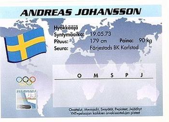 1994 Semic Jääkiekkokortit Keräilysarja (Finnish) #70 Andreas Johansson Back