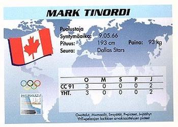1994 Semic Jääkiekkokortit Keräilysarja (Finnish) #82 Mark Tinordi Back