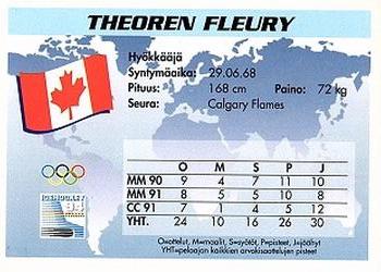 1994 Semic Jääkiekkokortit Keräilysarja (Finnish) #96 Theoren Fleury Back