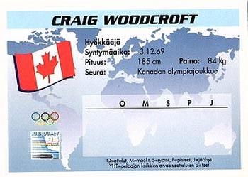 1994 Semic Jääkiekkokortit Keräilysarja (Finnish) #103 Craig Woodcroft Back