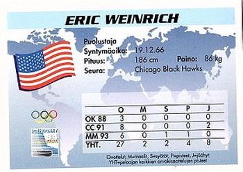 1994 Semic Jääkiekkokortit Keräilysarja (Finnish) #112 Eric Weinrich Back