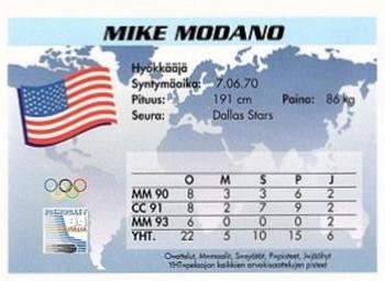 1994 Semic Jääkiekkokortit Keräilysarja (Finnish) #125 Mike Modano Back
