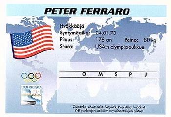 1994 Semic Jääkiekkokortit Keräilysarja (Finnish) #132 Peter Ferraro Back