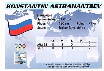 1994 Semic Jääkiekkokortit Keräilysarja (Finnish) #149 Konstantin Astrahantsev Back