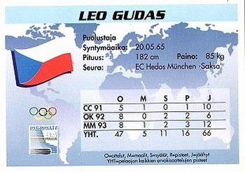 1994 Semic Jääkiekkokortit Keräilysarja (Finnish) #166 Leo Gudas Back