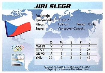 1994 Semic Jääkiekkokortit Keräilysarja (Finnish) #182 Jiri Slegr Back
