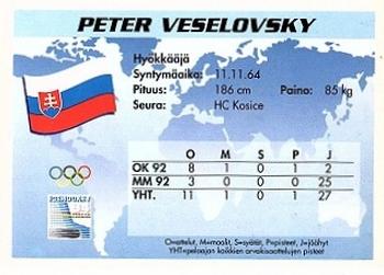 1994 Semic Jääkiekkokortit Keräilysarja (Finnish) #201 Peter Veselovsky Back