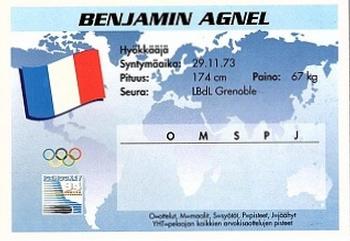 1994 Semic Jääkiekkokortit Keräilysarja (Finnish) #221 Benjamin Agnel Back