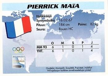 1994 Semic Jääkiekkokortit Keräilysarja (Finnish) #223 Pierrick Maia Back