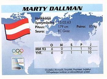 1994 Semic Jääkiekkokortit Keräilysarja (Finnish) #250 Marty Dallman Back