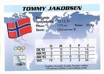 1994 Semic Jääkiekkokortit Keräilysarja (Finnish) #256 Tommy Jakobsen Back