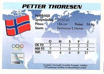 1994 Semic Jääkiekkokortit Keräilysarja (Finnish) #270 Petter Thoresen Back