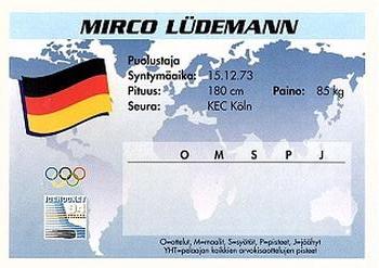1994 Semic Jääkiekkokortit Keräilysarja (Finnish) #275 Mirco Lüdemann Back