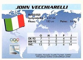 1994 Semic Jääkiekkokortit Keräilysarja (Finnish) #303 John Vecchiarelli Back