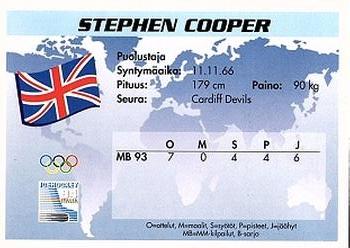 1994 Semic Jääkiekkokortit Keräilysarja (Finnish) #314 Stephen Cooper Back