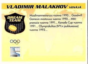 1994 Semic Jääkiekkokortit Keräilysarja (Finnish) #341 Vladimir Malakhov Back