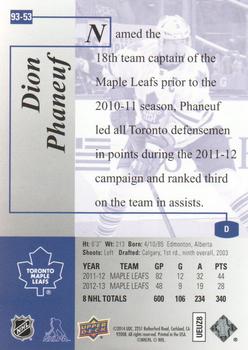 2013-14 SP Authentic - 1993-94 SP Retro #93-53 Dion Phaneuf Back