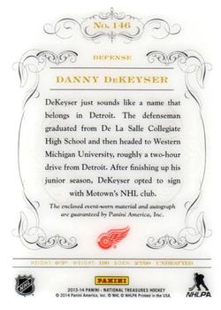 2013-14 Panini National Treasures #146 Danny DeKeyser Back